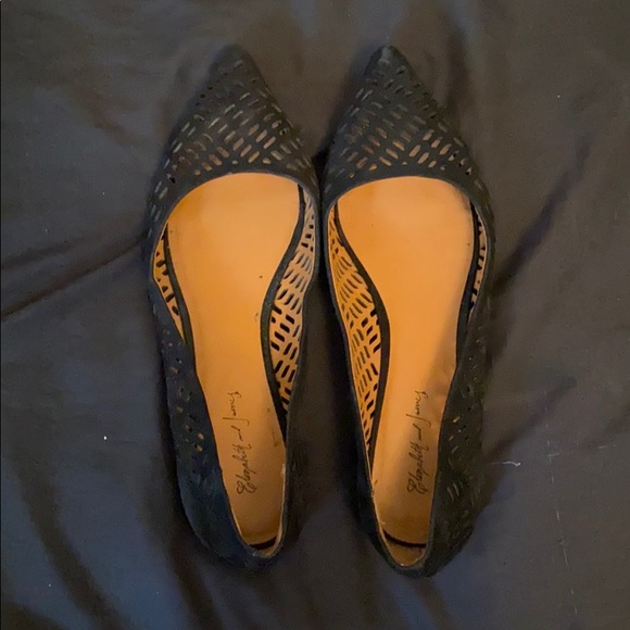 Used Elizabeth & James black suede flats - Picture 2 of 4
